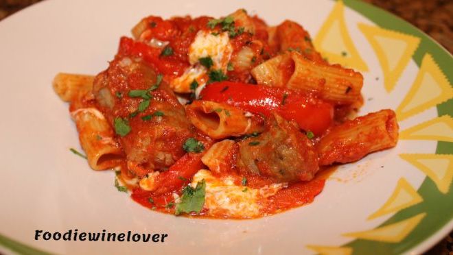 Rigatoni with Sausage & Red Bell Peppers