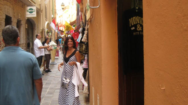 Shopping for souvenirs in the streets of Monaco 
